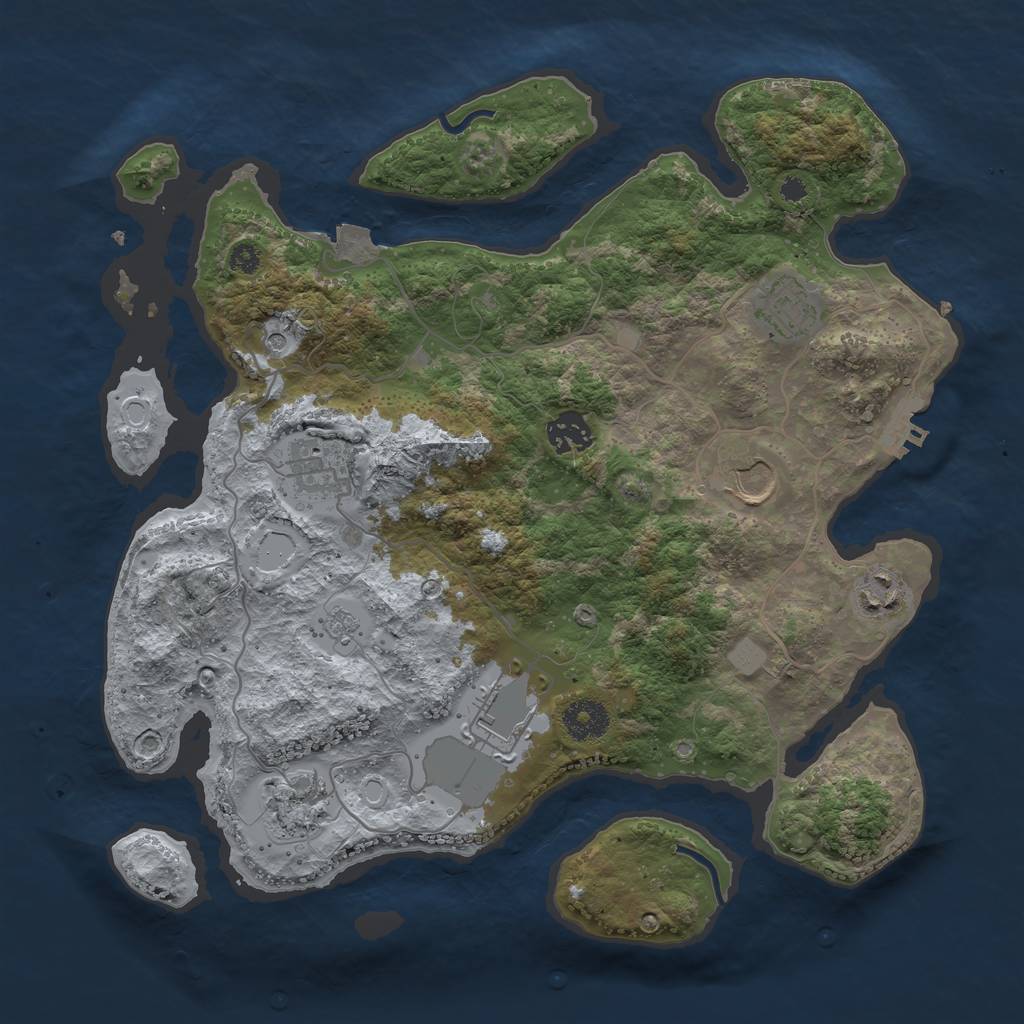 Rust Map: Procedural Map, Size: 3500, Seed: 885659956, 13 Monuments