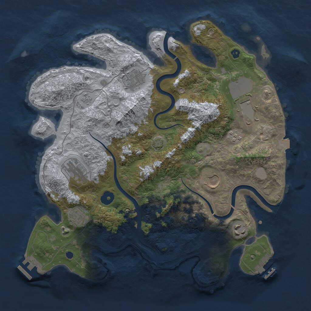 Rust Map: Procedural Map, Size: 3500, Seed: 20925677, 13 Monuments