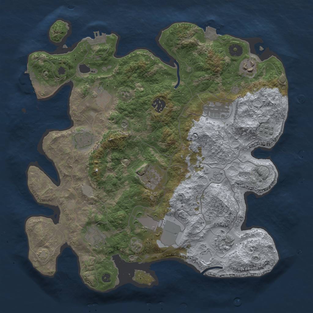 Rust Map: Procedural Map, Size: 3500, Seed: 1051748268, 18 Monuments
