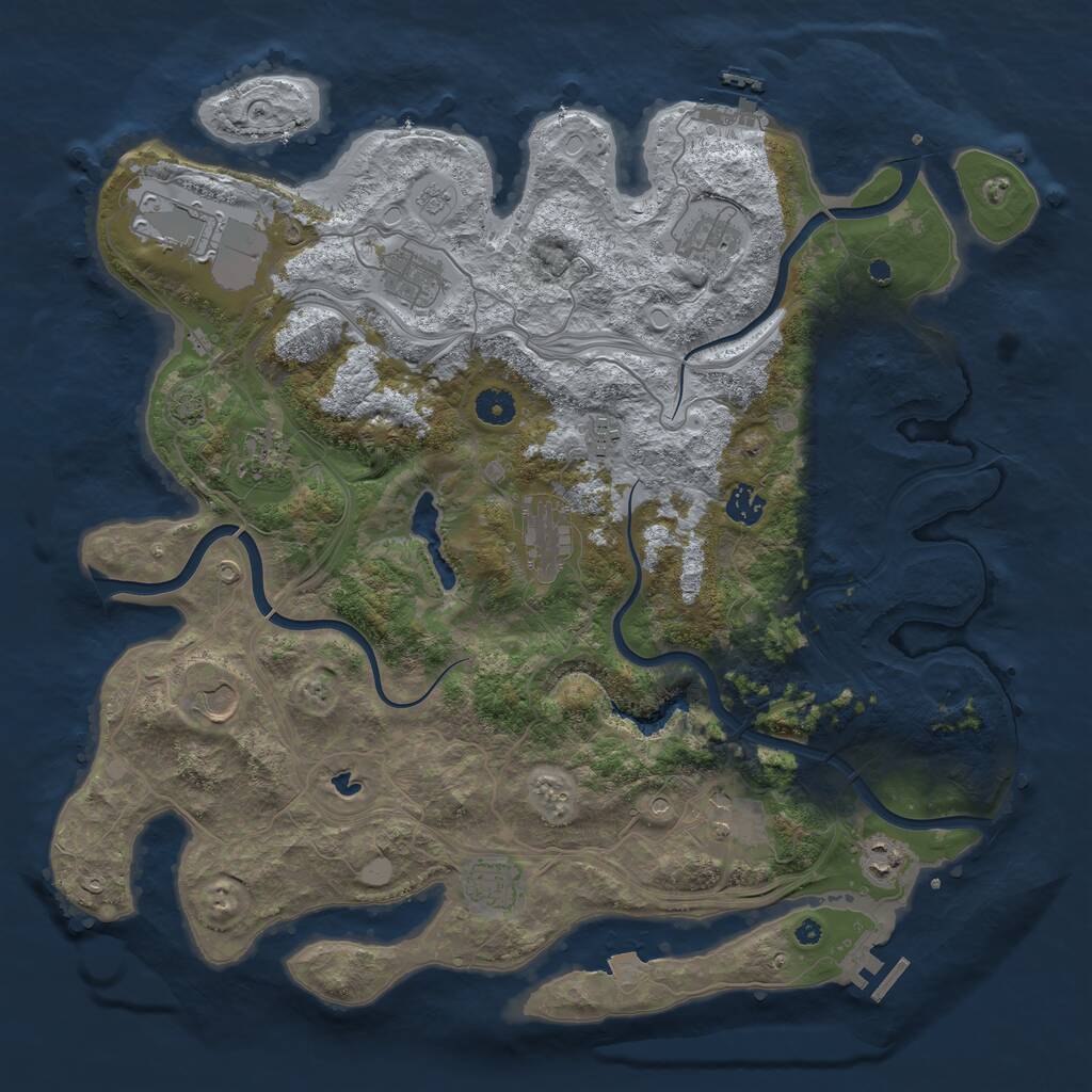Rust Map: Procedural Map, Size: 4250, Seed: 1165627692, 17 Monuments