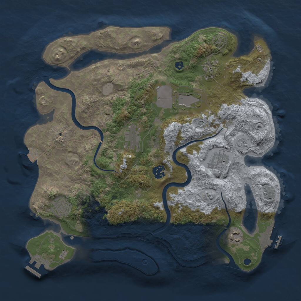 Rust Map: Procedural Map, Size: 3500, Seed: 425719529, 14 Monuments