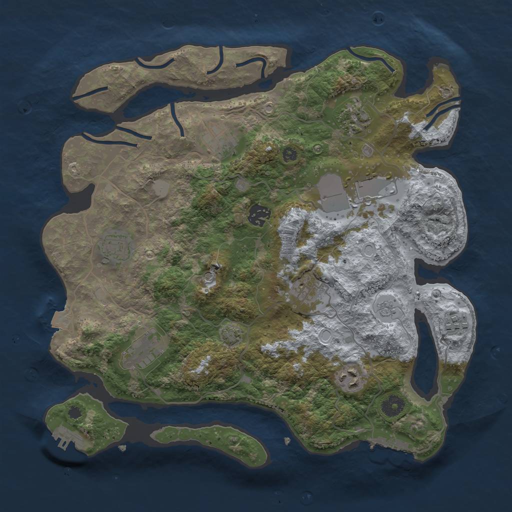 Rust Map: Procedural Map, Size: 3500, Seed: 425719529, 17 Monuments