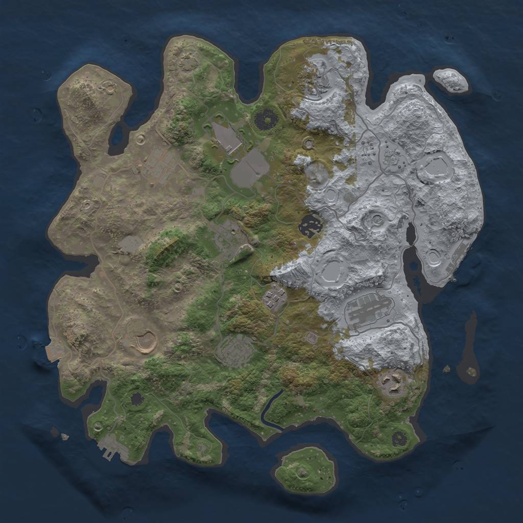 Rust Map: Procedural Map, Size: 3500, Seed: 1350045862, 18 Monuments