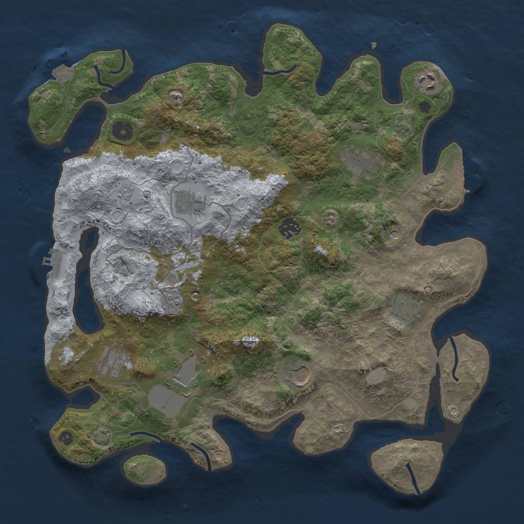 Rust Map: Procedural Map, Size: 3875, Seed: 242722238, 17 Monuments