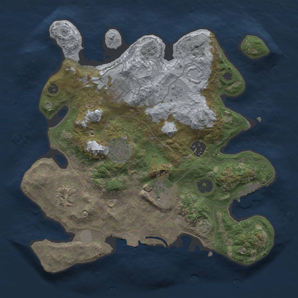Rust Map: Procedural Map, Size: 3000, Seed: 687124399, 12 Monuments