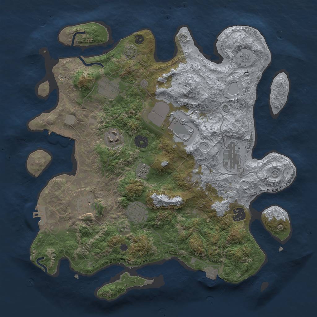 Rust Map: Procedural Map, Size: 3500, Seed: 670544737, 16 Monuments