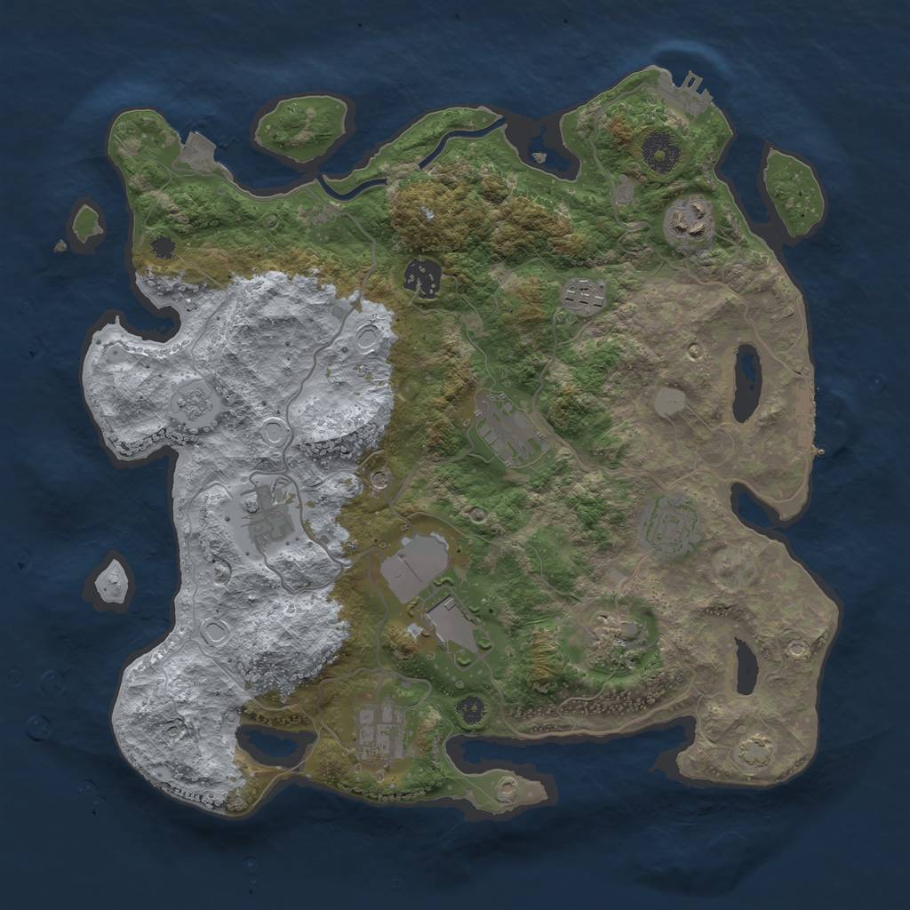 Rust Map: Procedural Map, Size: 3500, Seed: 1197301461, 17 Monuments