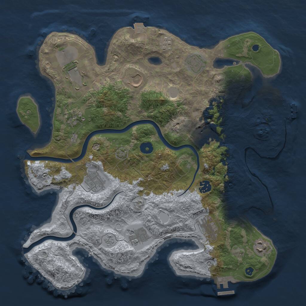 Rust Map: Procedural Map, Size: 3658, Seed: 2147483647, 17 Monuments