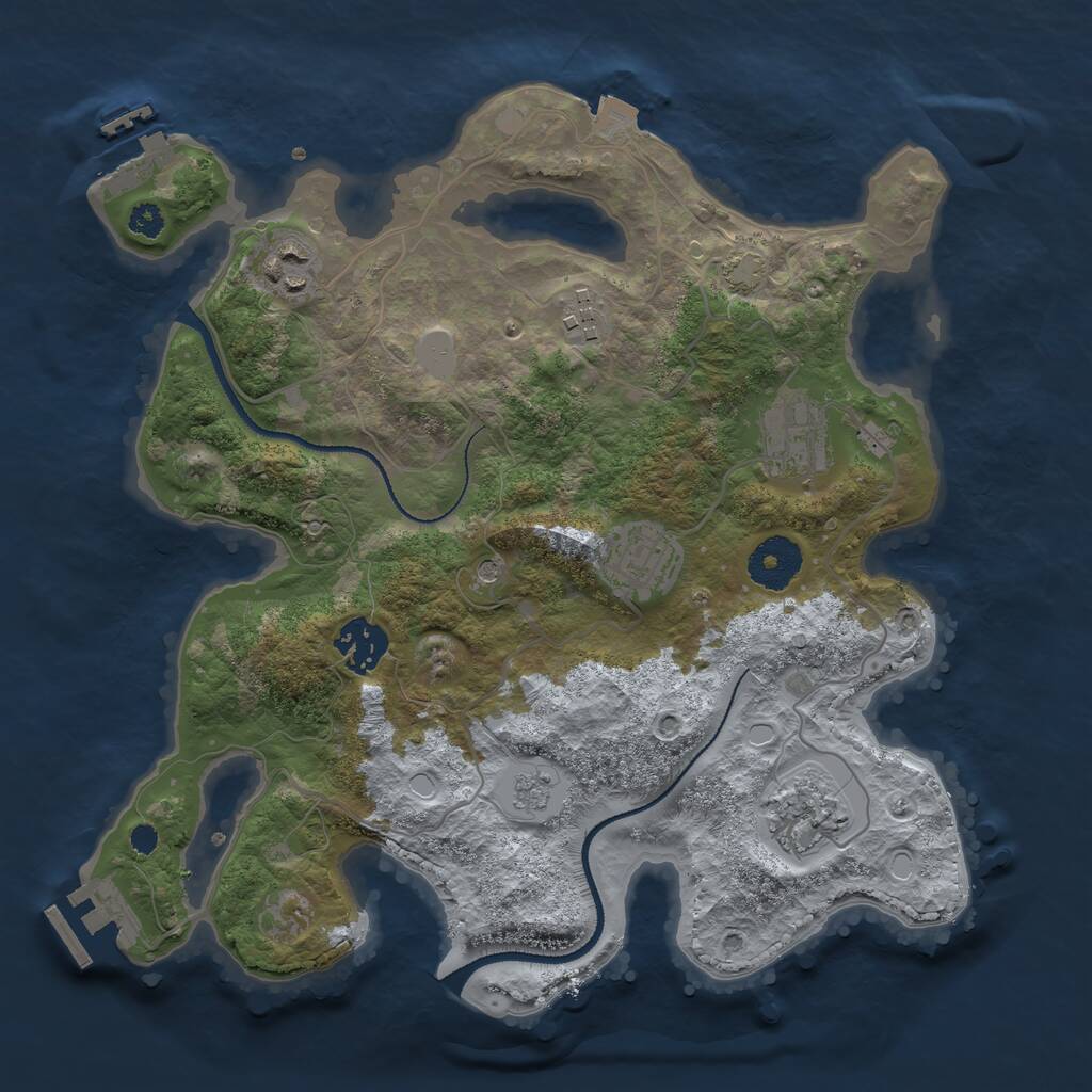 Rust Map: Procedural Map, Size: 3150, Seed: 1963222113, 12 Monuments