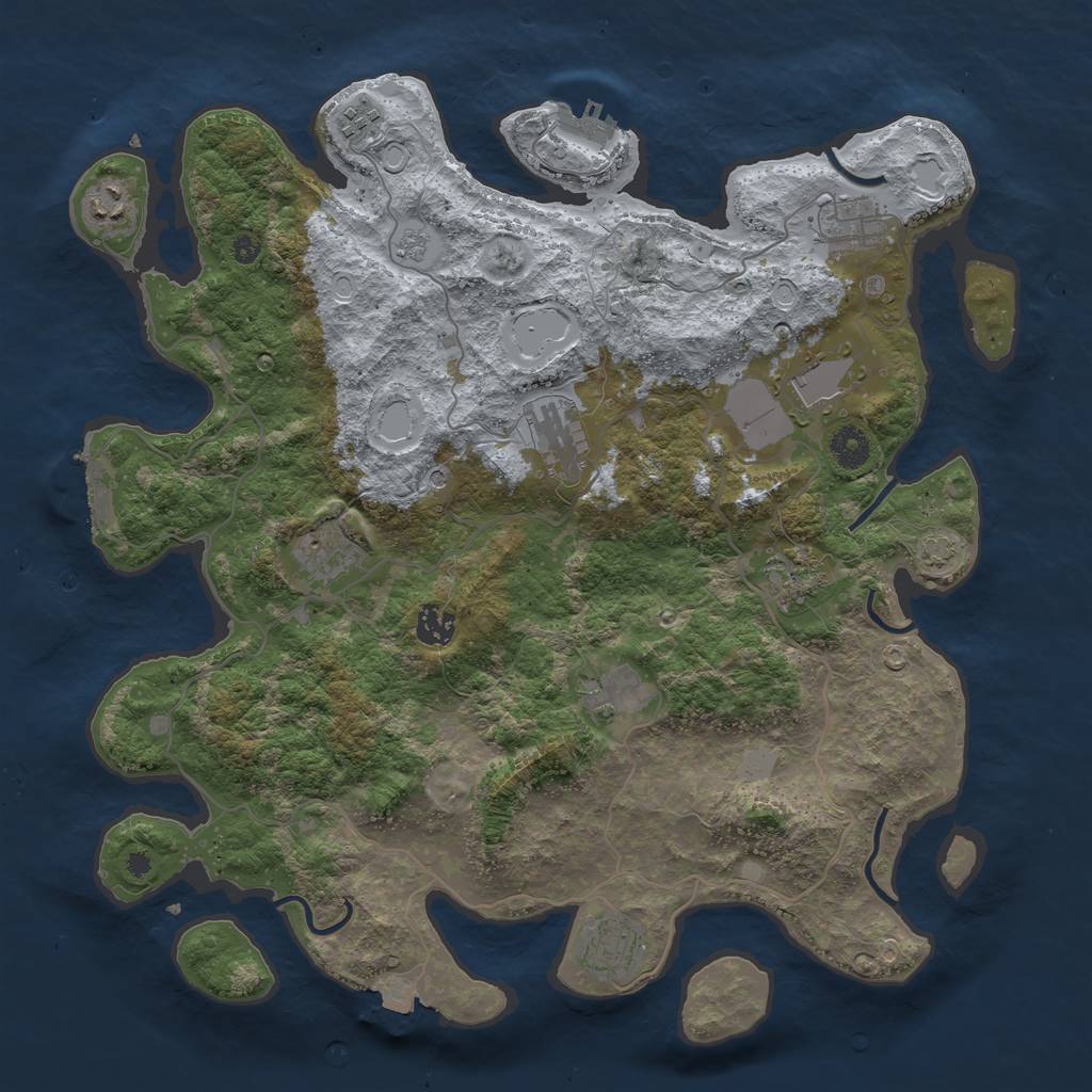Rust Map: Procedural Map, Size: 4000, Seed: 2086931760, 18 Monuments