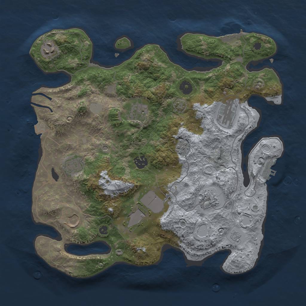 Rust Map: Procedural Map, Size: 3500, Seed: 78422169, 17 Monuments