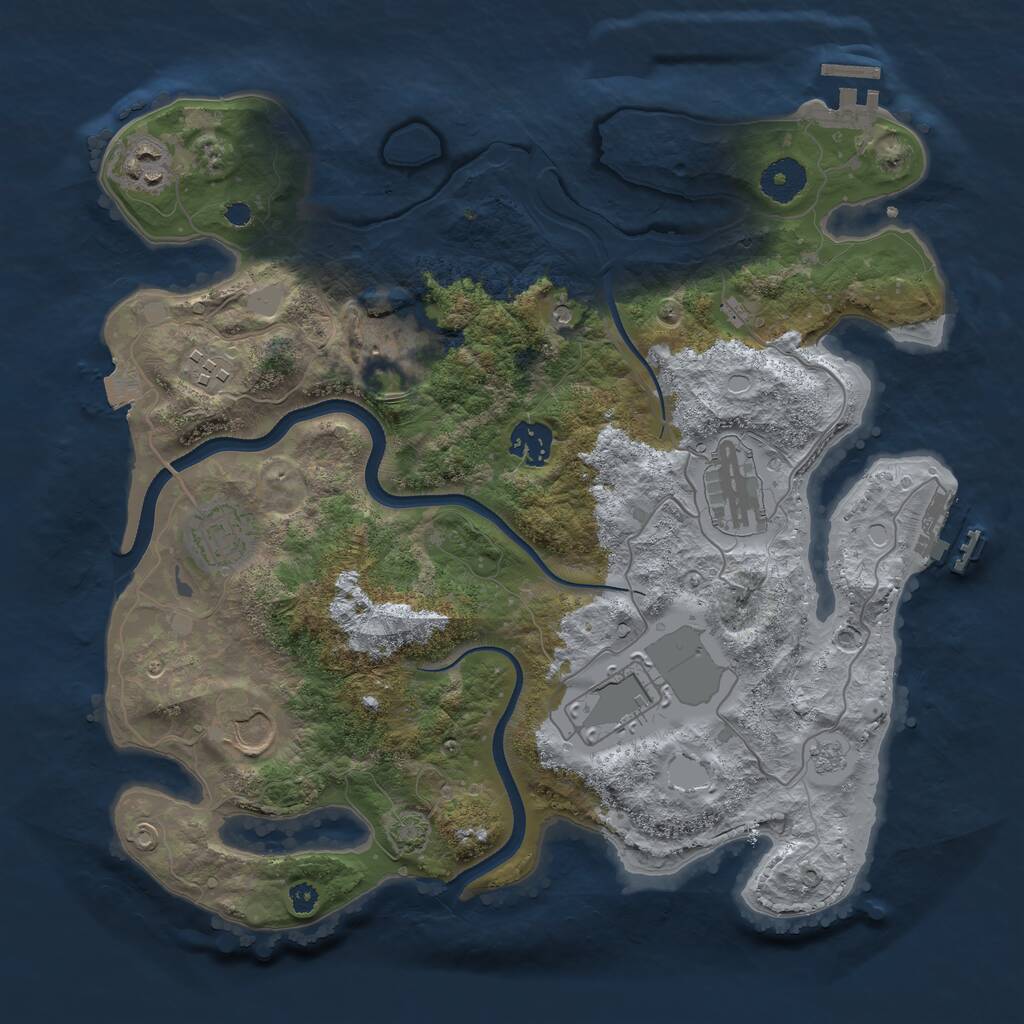 Rust Map: Procedural Map, Size: 3500, Seed: 78422169, 14 Monuments