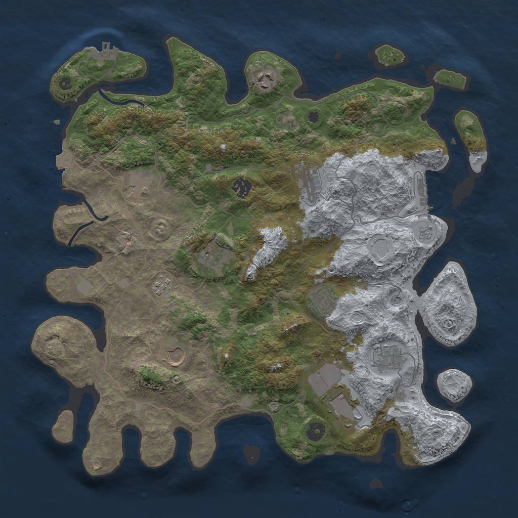 Rust Map: Procedural Map, Size: 4100, Seed: 748040446, 18 Monuments