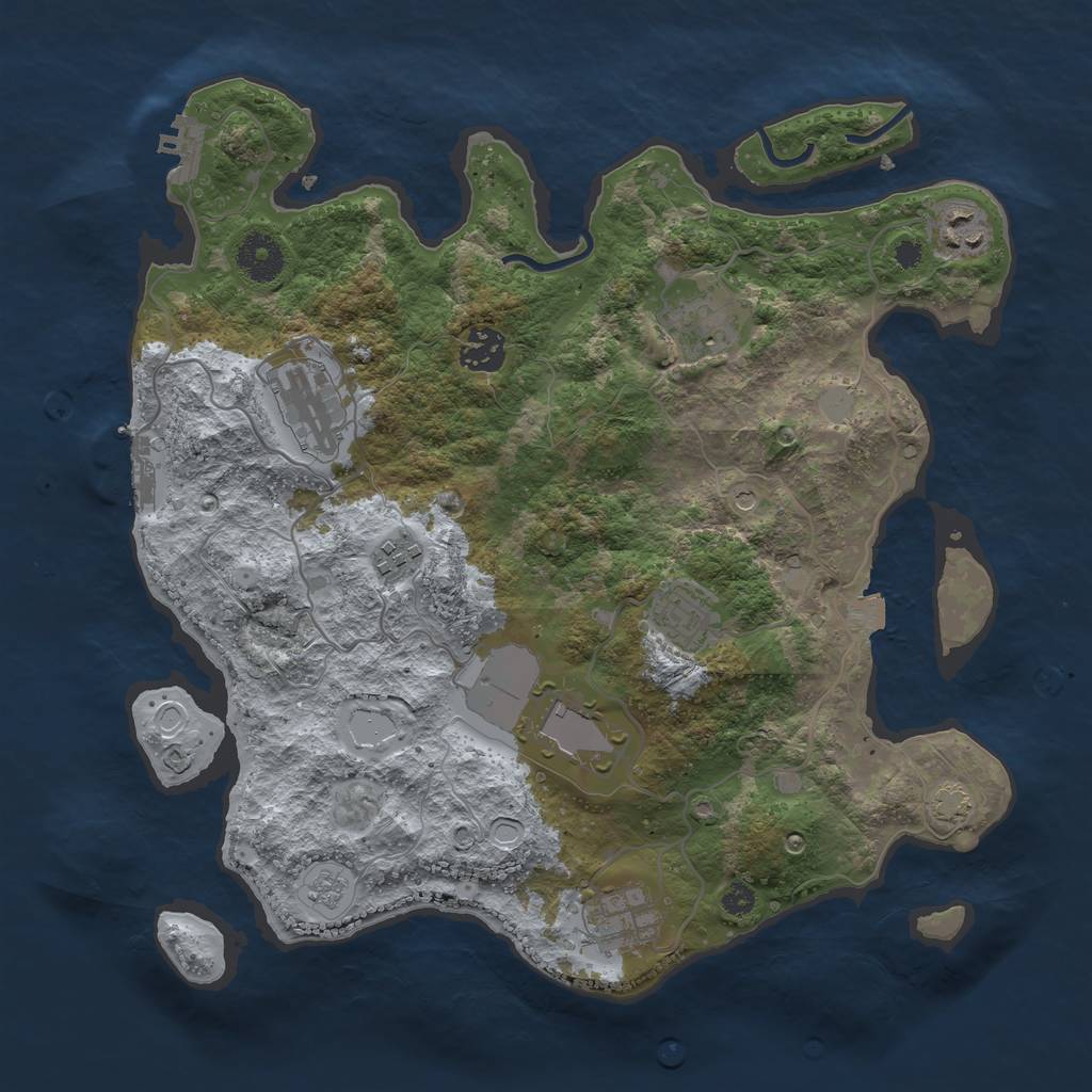 Rust Map: Procedural Map, Size: 3500, Seed: 1235783, 16 Monuments