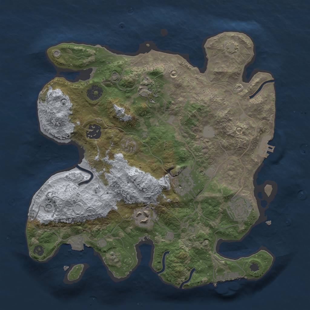 Rust Map: Procedural Map, Size: 3000, Seed: 18598, 12 Monuments