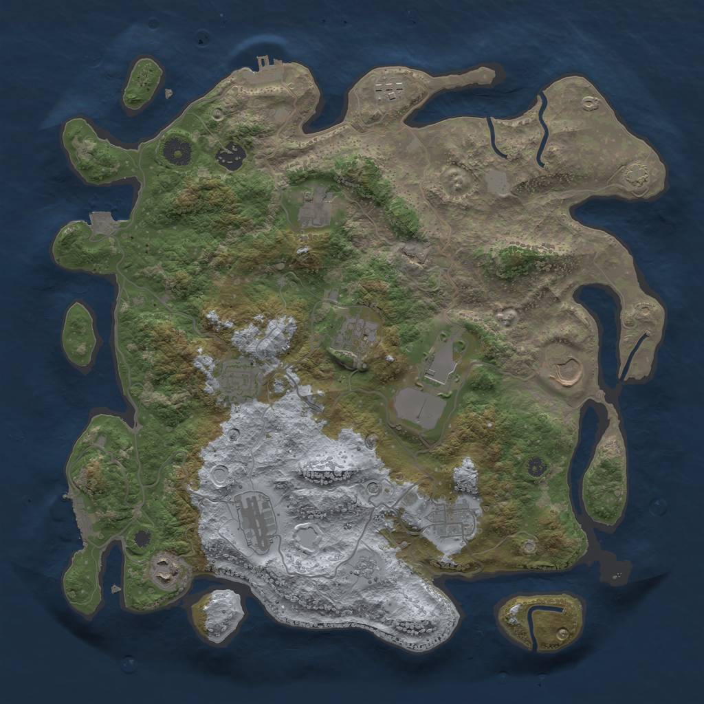 Rust Map: Procedural Map, Size: 3800, Seed: 515269791, 18 Monuments