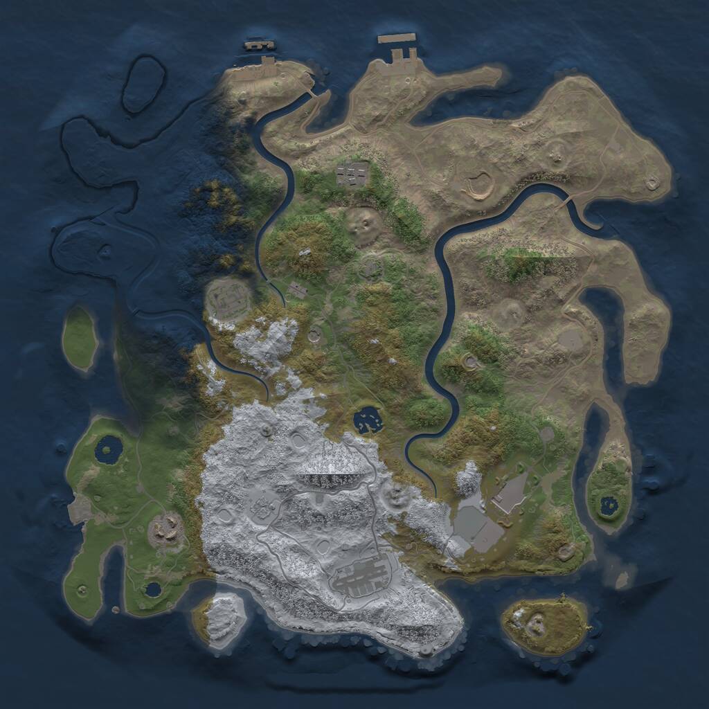 Rust Map: Procedural Map, Size: 3800, Seed: 515269791, 13 Monuments