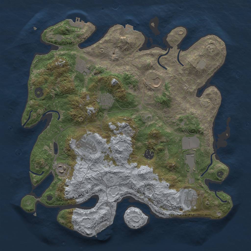 Rust Map: Procedural Map, Size: 3750, Seed: 1992816394, 17 Monuments