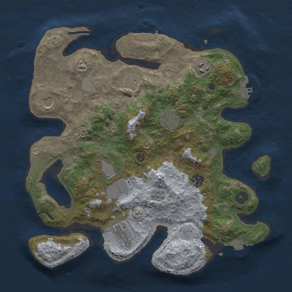 Rust Map: Procedural Map, Size: 3500, Seed: 600835233, 16 Monuments
