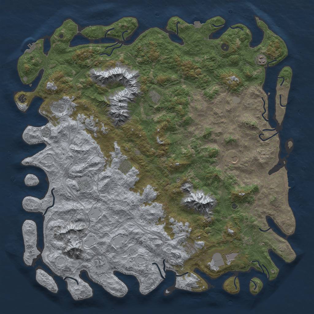 Rust Map: Procedural Map, Size: 6000, Seed: 542627454, 19 Monuments