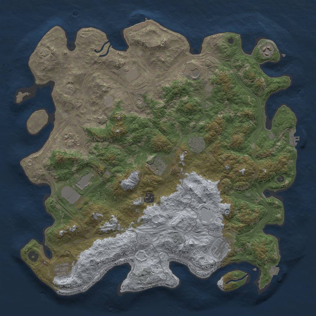 Rust Map: Procedural Map, Size: 4500, Seed: 1202216613, 19 Monuments