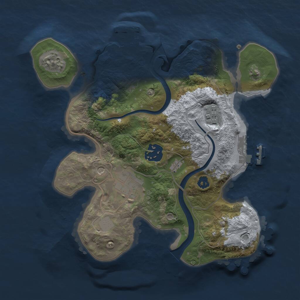 Rust Map: Procedural Map, Size: 2500, Seed: 1991442928, 7 Monuments