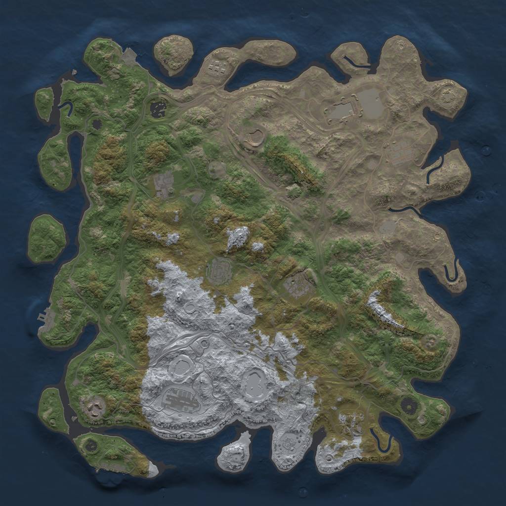 Rust Map: Procedural Map, Size: 4500, Seed: 3567, 19 Monuments