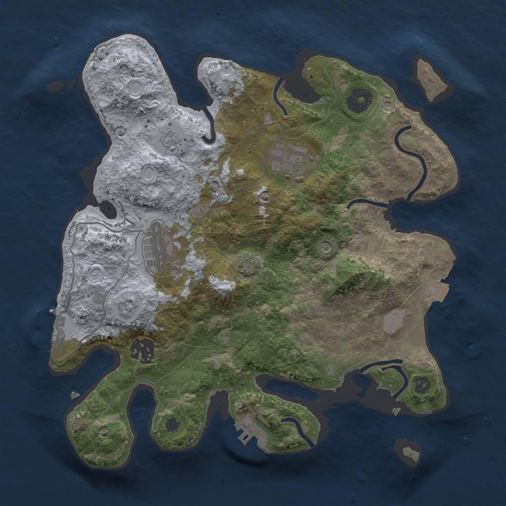 Rust Map: Procedural Map, Size: 3000, Seed: 787441490, 11 Monuments