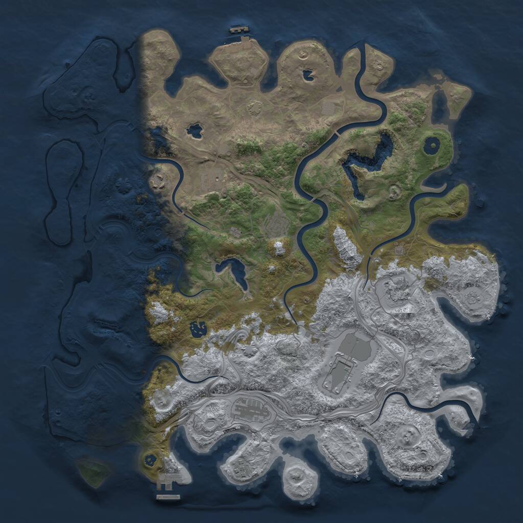 Rust Map: Procedural Map, Size: 4500, Seed: 50550, 14 Monuments
