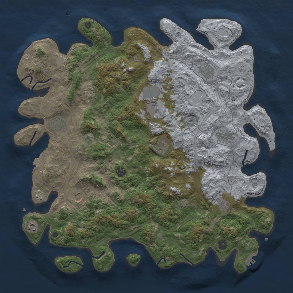 Rust Map: Procedural Map, Size: 4500, Seed: 245943441, 18 Monuments
