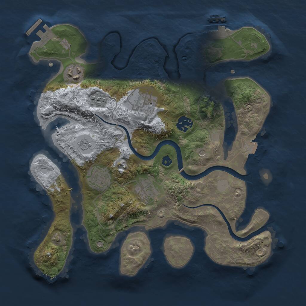 Rust Map: Procedural Map, Size: 3000, Seed: 468937, 11 Monuments