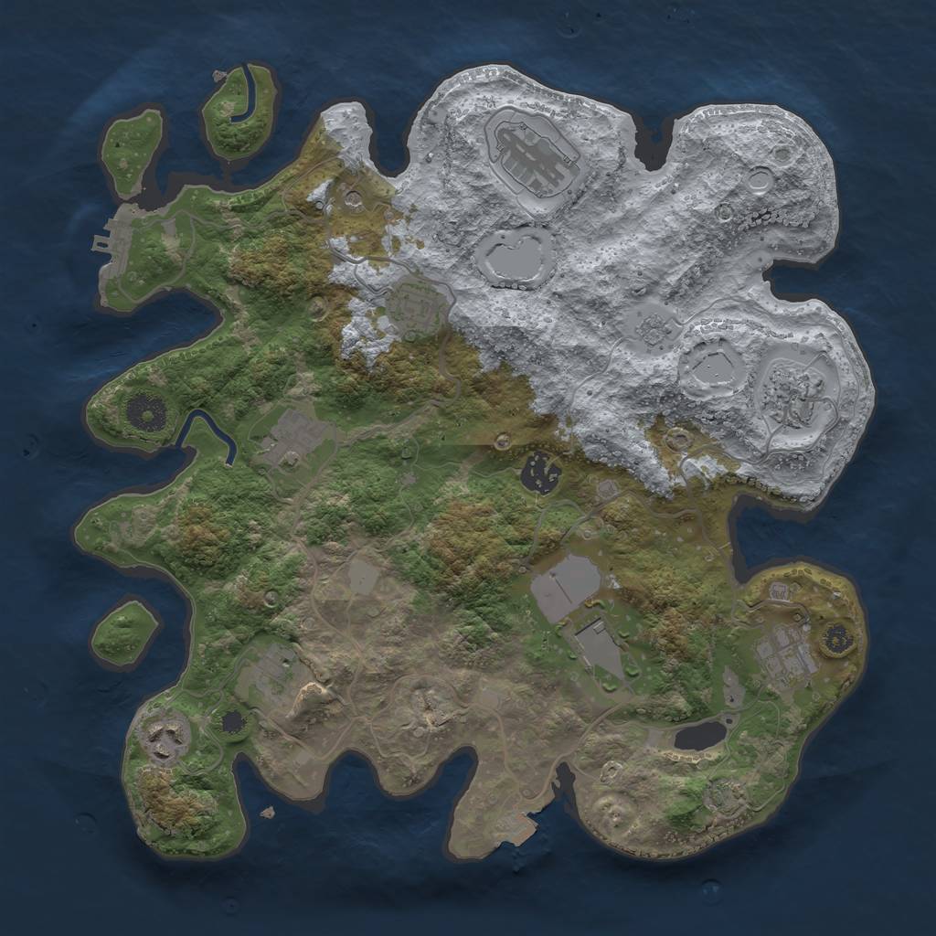 Rust Map: Procedural Map, Size: 3500, Seed: 1731203073, 16 Monuments
