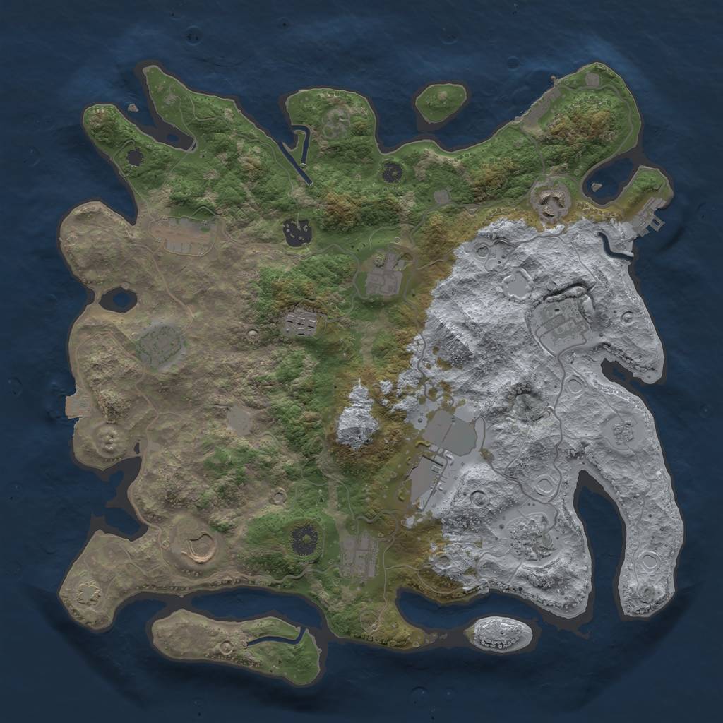 Rust Map: Procedural Map, Size: 3700, Seed: 63386580, 19 Monuments