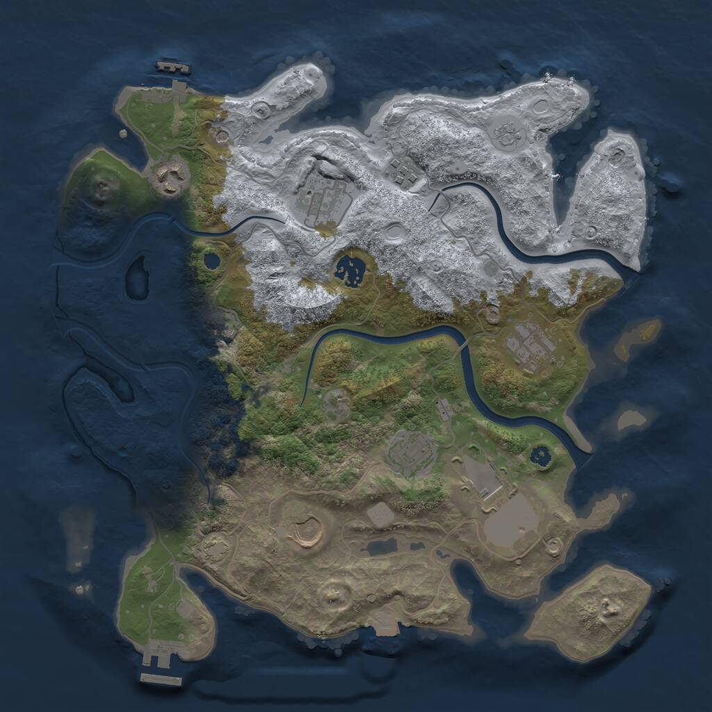 Rust Map: Procedural Map, Size: 3500, Seed: 491039412, 14 Monuments