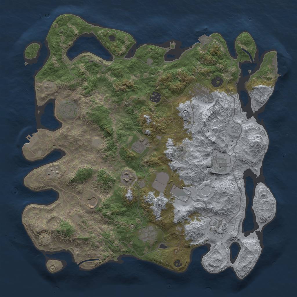 Rust Map: Procedural Map, Size: 4000, Seed: 2005760738, 19 Monuments