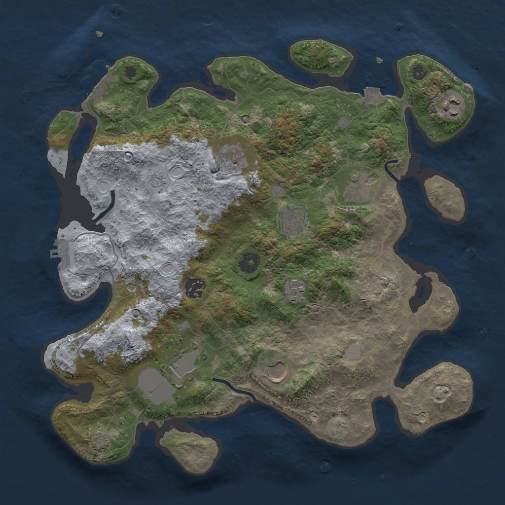 Rust Map: Procedural Map, Size: 3600, Seed: 23003, 16 Monuments