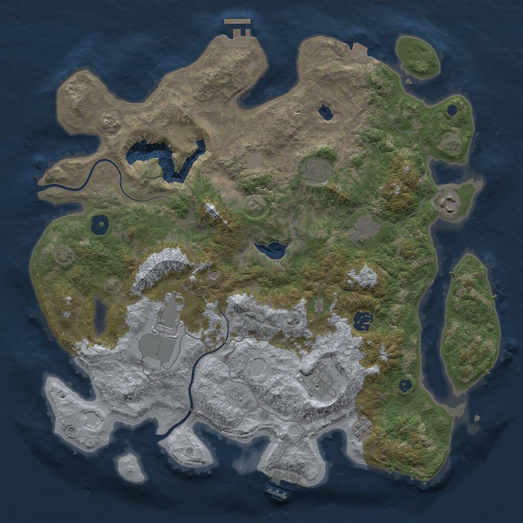 Rust Map: Procedural Map, Size: 4000, Seed: 1653981163, 13 Monuments