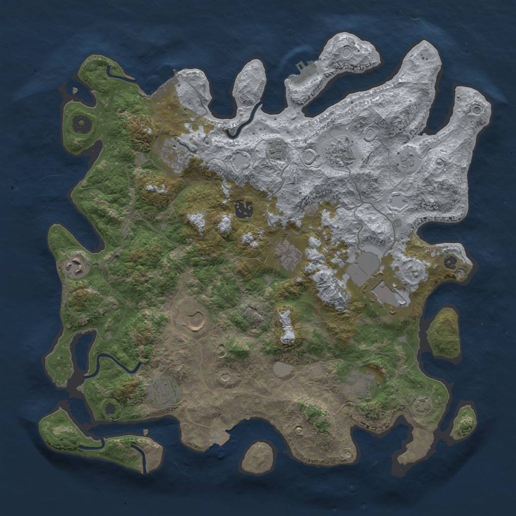 Rust Map: Procedural Map, Size: 4000, Seed: 1939066035, 18 Monuments