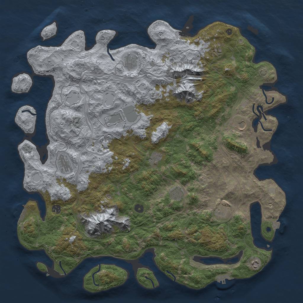 Rust Map: Procedural Map, Size: 5000, Seed: 1876088660, 19 Monuments