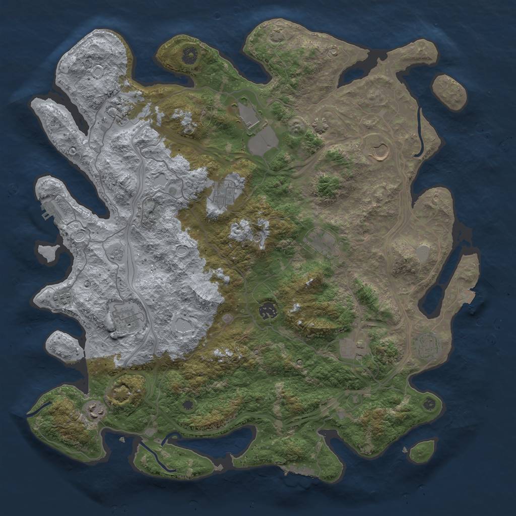 Rust Map: Procedural Map, Size: 4500, Seed: 1092867883, 19 Monuments