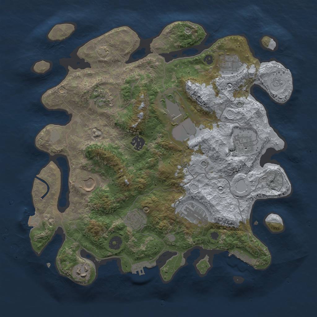 Rust Map: Procedural Map, Size: 3500, Seed: 1114860651, 17 Monuments