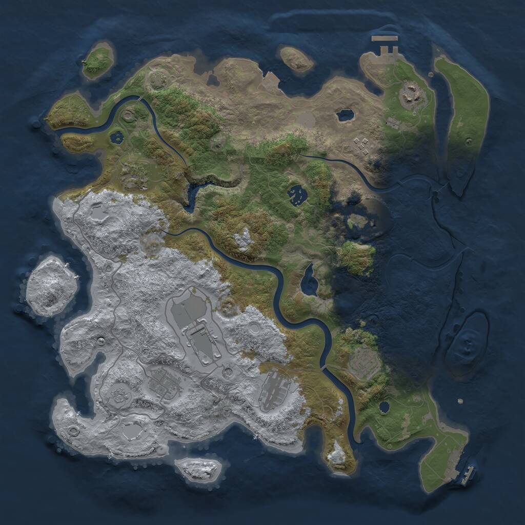 Rust Map: Procedural Map, Size: 4000, Seed: 645245667, 15 Monuments