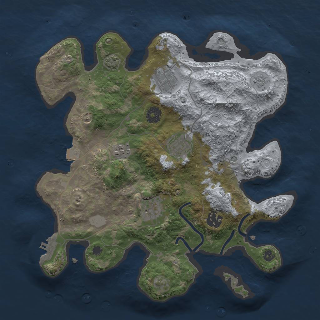 Rust Map: Procedural Map, Size: 3000, Seed: 1328116919, 12 Monuments