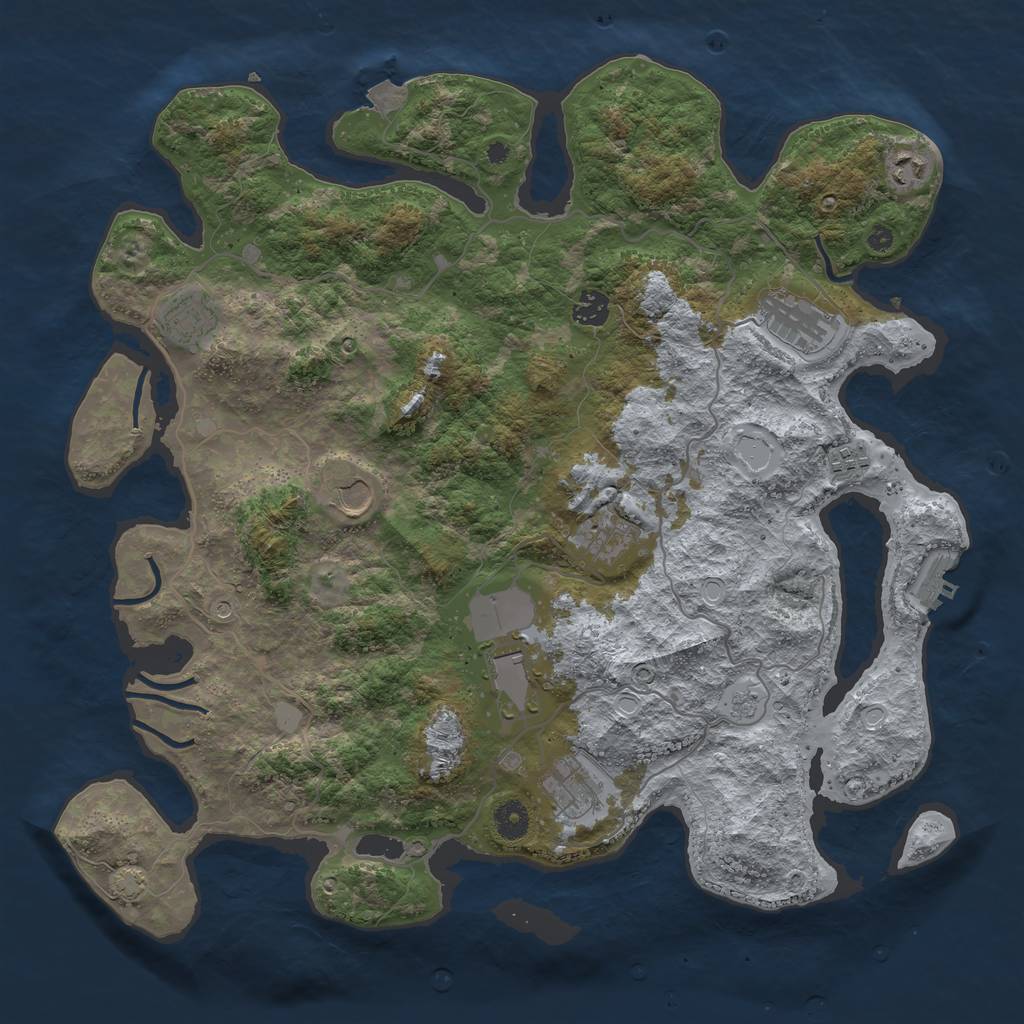 Rust Map: Procedural Map, Size: 4150, Seed: 648172, 16 Monuments