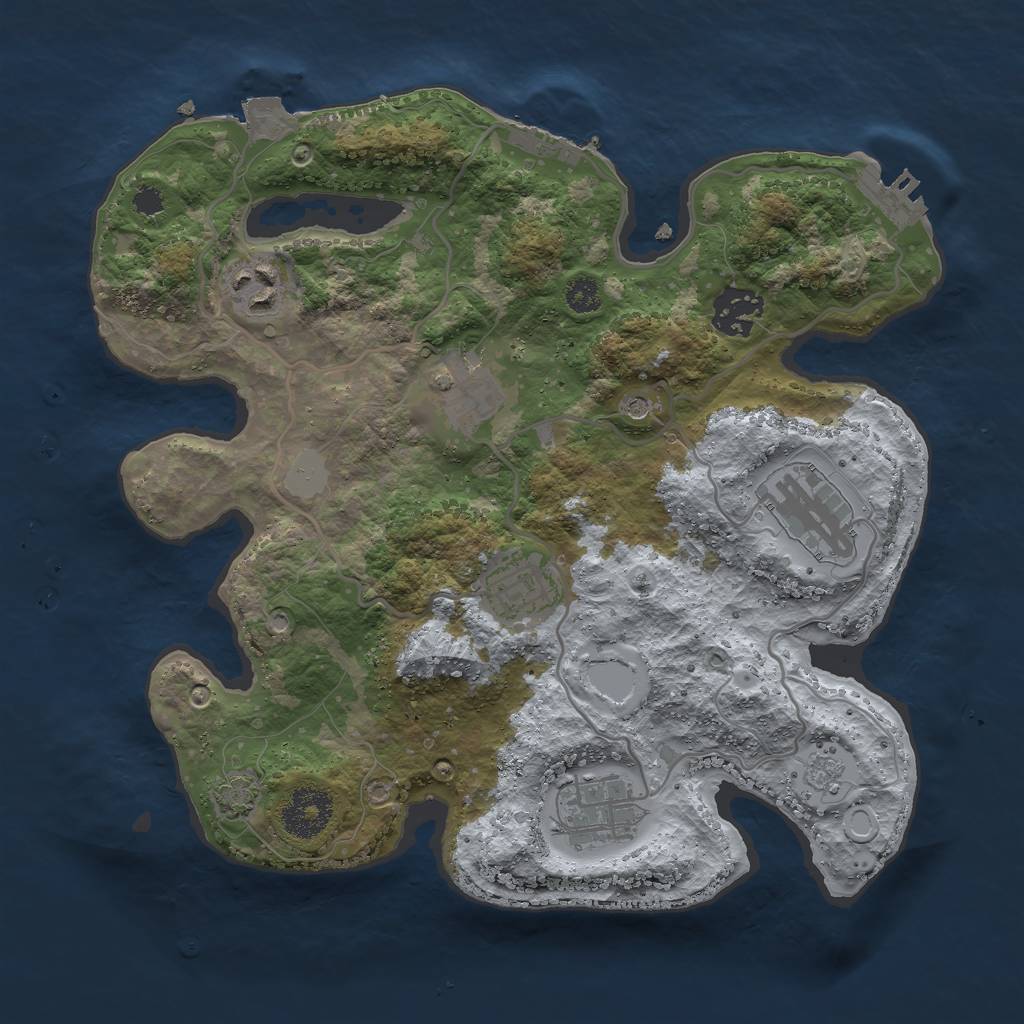 Rust Map: Procedural Map, Size: 3000, Seed: 118955047, 14 Monuments