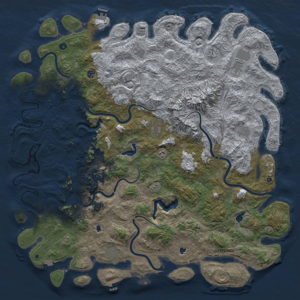 Rust Map: Procedural Map, Size: 6000, Seed: 32615, 17 Monuments