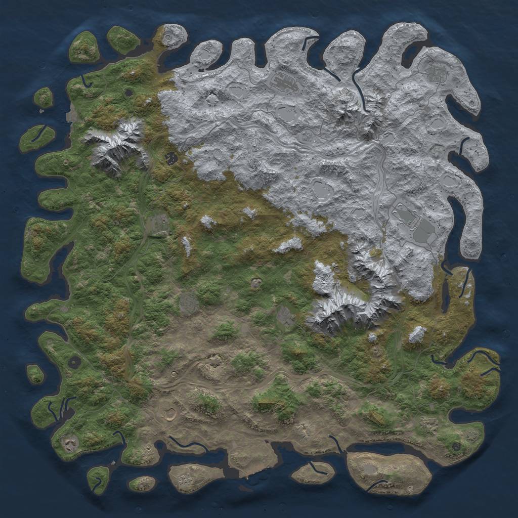 Rust Map: Procedural Map, Size: 6000, Seed: 32615, 18 Monuments