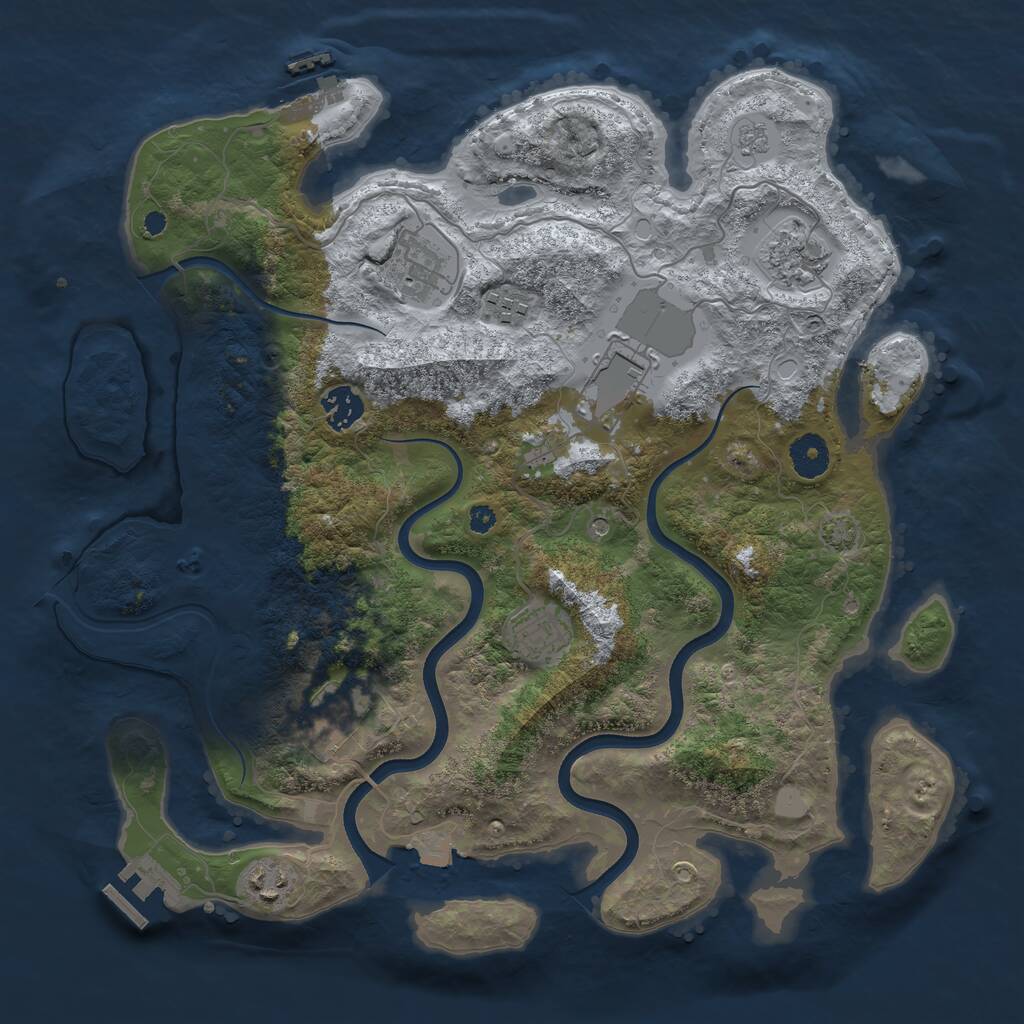 Rust Map: Procedural Map, Size: 3700, Seed: 52292438, 14 Monuments