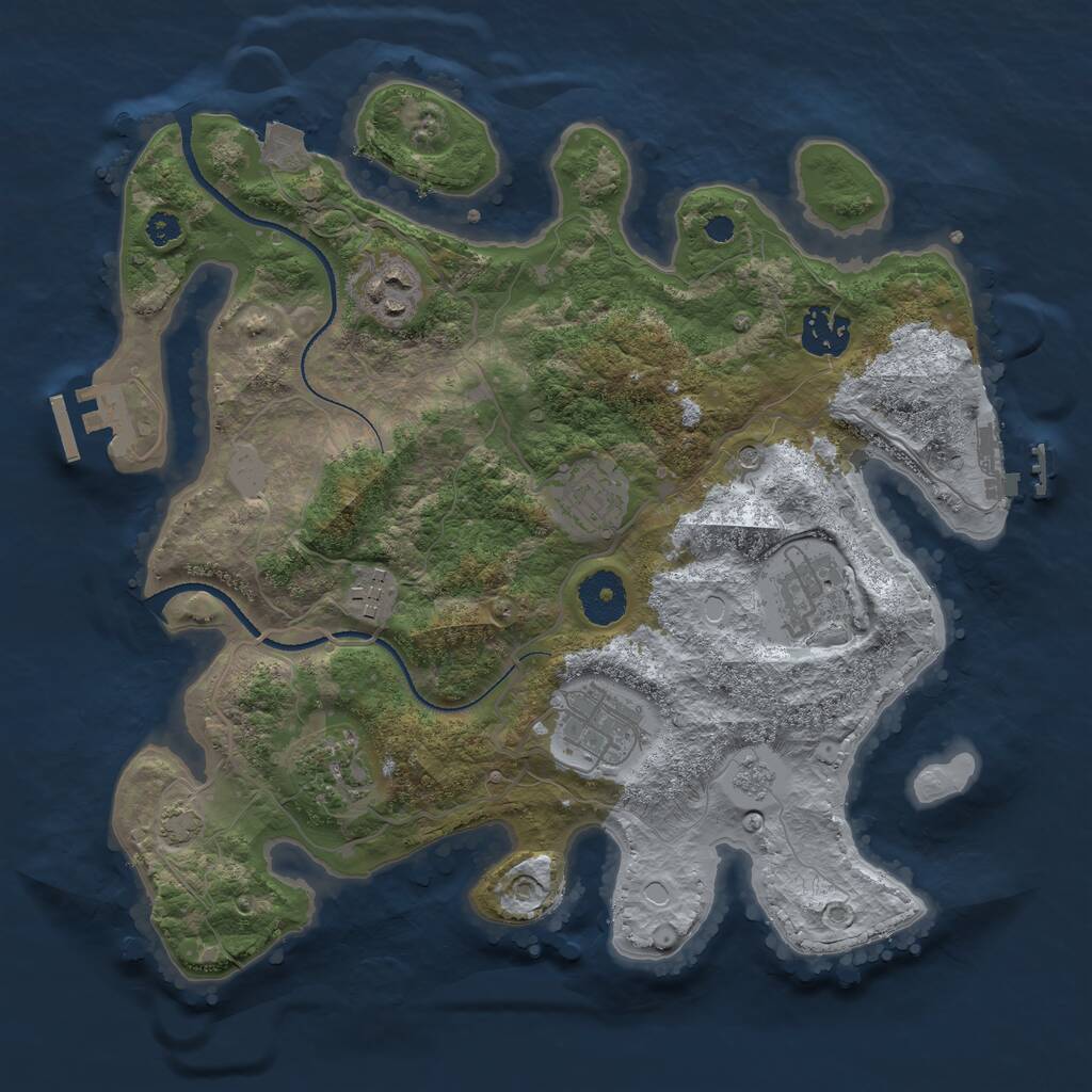 Rust Map: Procedural Map, Size: 3250, Seed: 324706616, 13 Monuments