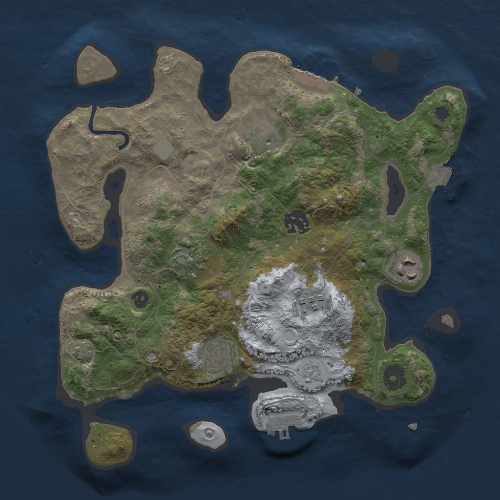 Rust Map: Procedural Map, Size: 3000, Seed: 2153, 13 Monuments